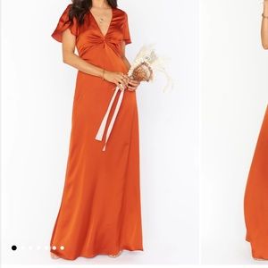 burnt orange maxi bridesmaid dress
